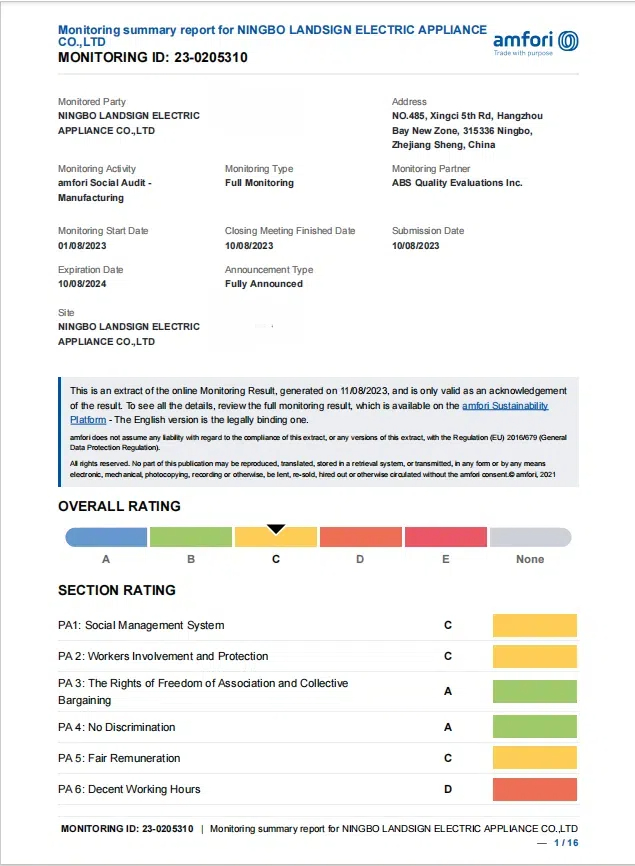 Parabéns! Landsign de novo paso perfecto a auditoría de Walmart igual que os últimos cinco anos