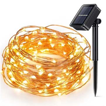 Como funciona unha luz de corda de fío de cobre de enerxía solar?