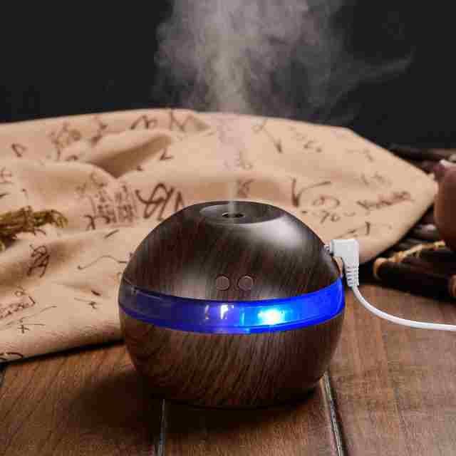 Mini humidificador USB de grano de madeira