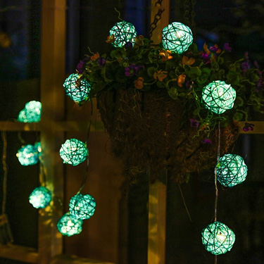 Cadena de luz solar Rattan Ball